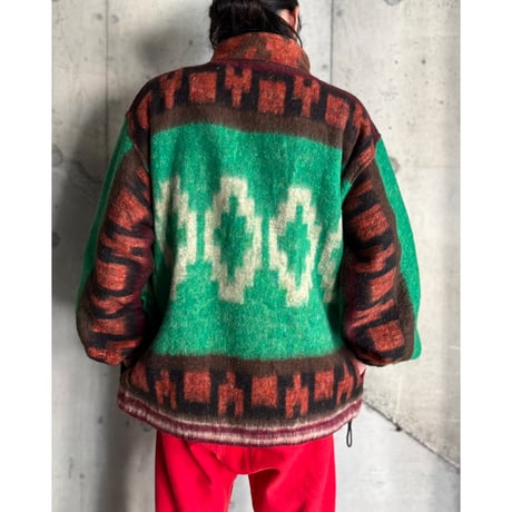 90s ortega pattern zip up jacket
