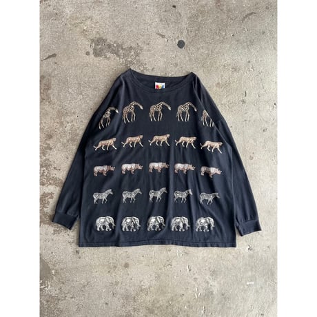 90s animal pattern l/s t-shirt