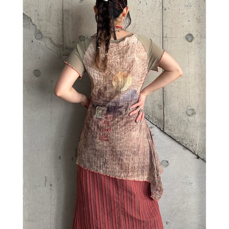 00s all patterned see-through dress