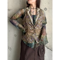 00s flower embroidery design vest