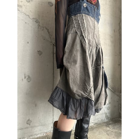 00s unique design denim dress