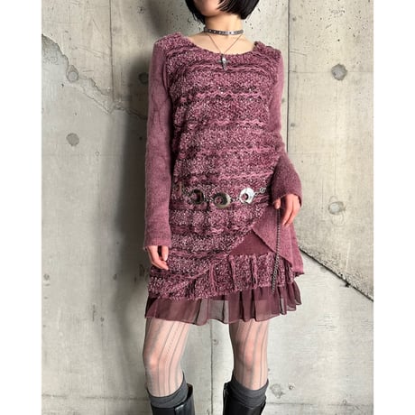 00s layered design knit dress