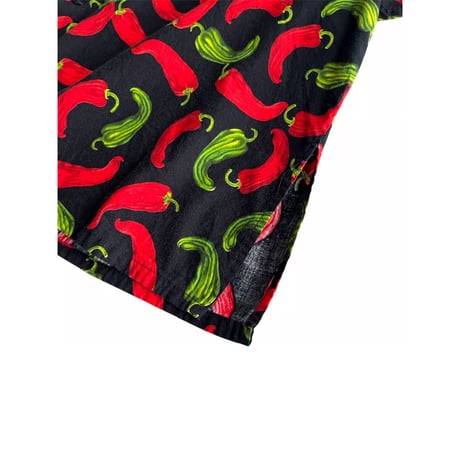chili pepper pattern open collar shirt