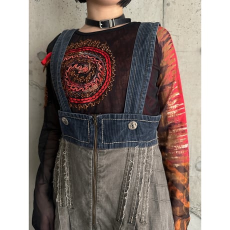 00s unique design denim dress