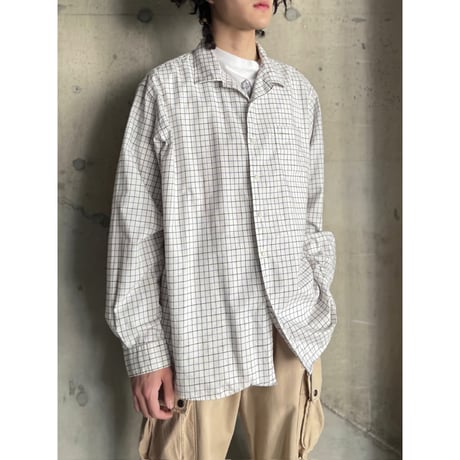 90s “Polo by Ralph Lauren” plaid pattern open collar shirt