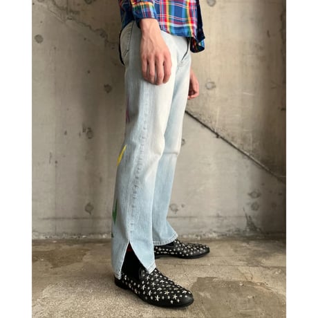 00s "Levi's" 501 hand painted denim pants