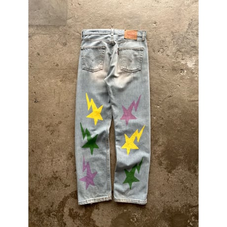 00s "Levi's" 501 hand painted denim pants
