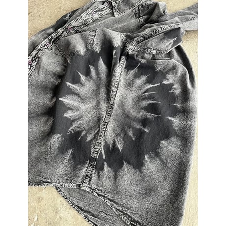 90s chemical wash leaf pattern cotton shirt