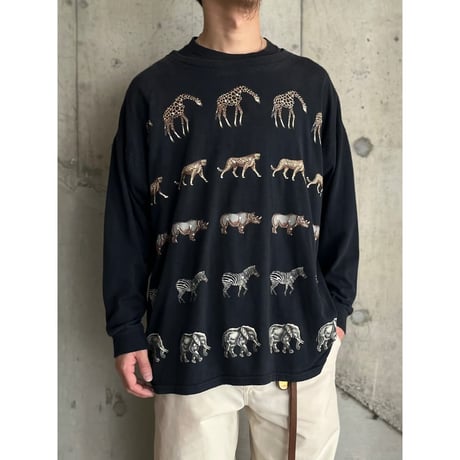90s animal pattern l/s t-shirt