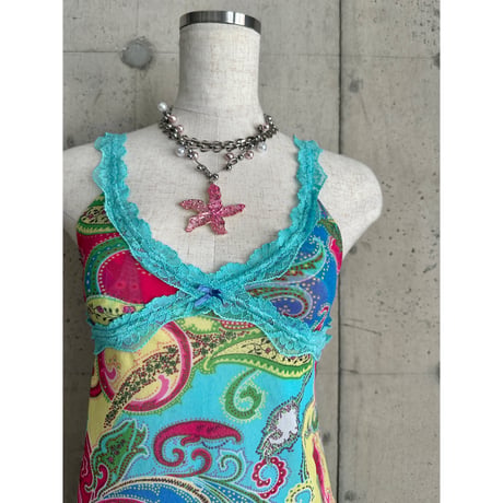 paisley patterned see-through camisole