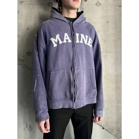 00s “MAINE” sun faded sweat zip up hoodie