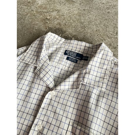 90s “Polo by Ralph Lauren” plaid pattern open collar shirt