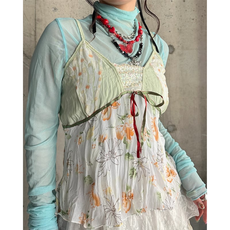 00s tiered frill design sleeveless tops | KINSE