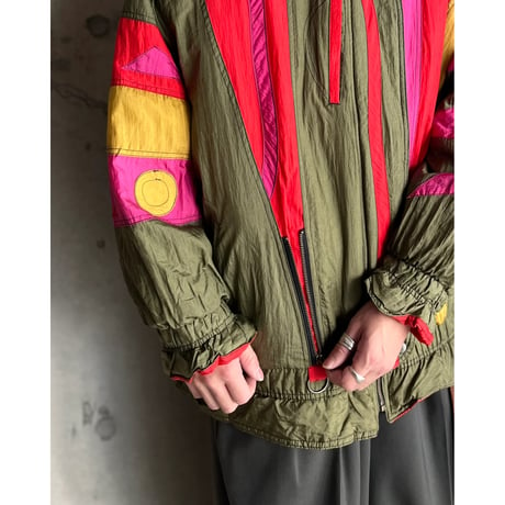 80s switching design nylon padding jacket