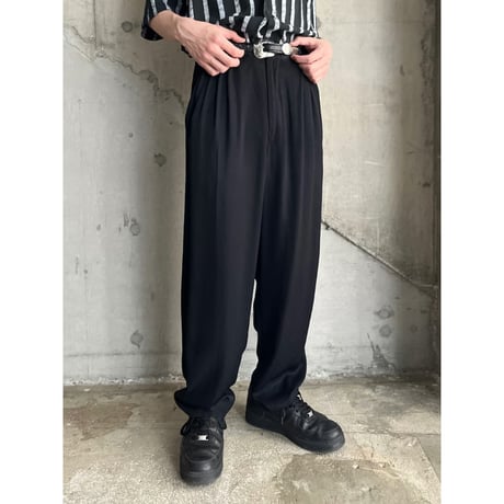 80s "JAMES LORD" rayon 4tuck wide slacks