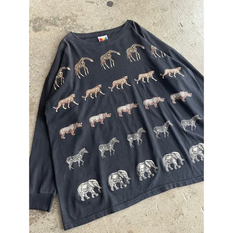 90s animal pattern l/s t-shirt