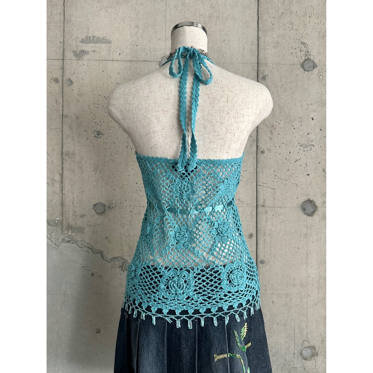 beads summer knit halter neck tops | KINSELLA O