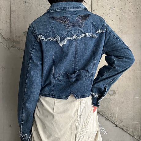 00s western design denim jacket