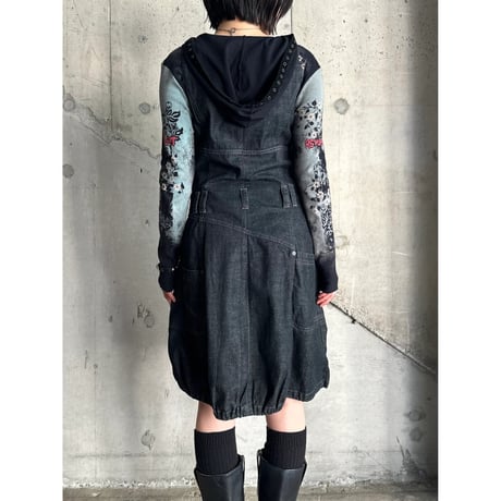 00s balloon silhouette design denim dress