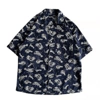 90s "nautica" lobster pattern cotton open collar shirt