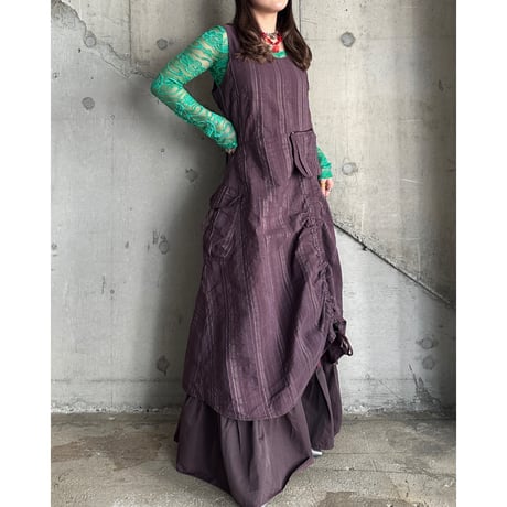 00s layered design long dress