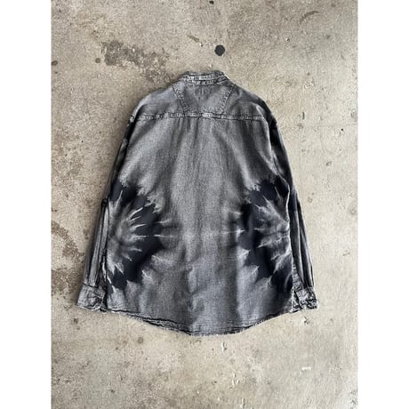 90s chemical wash leaf pattern cotton shirt