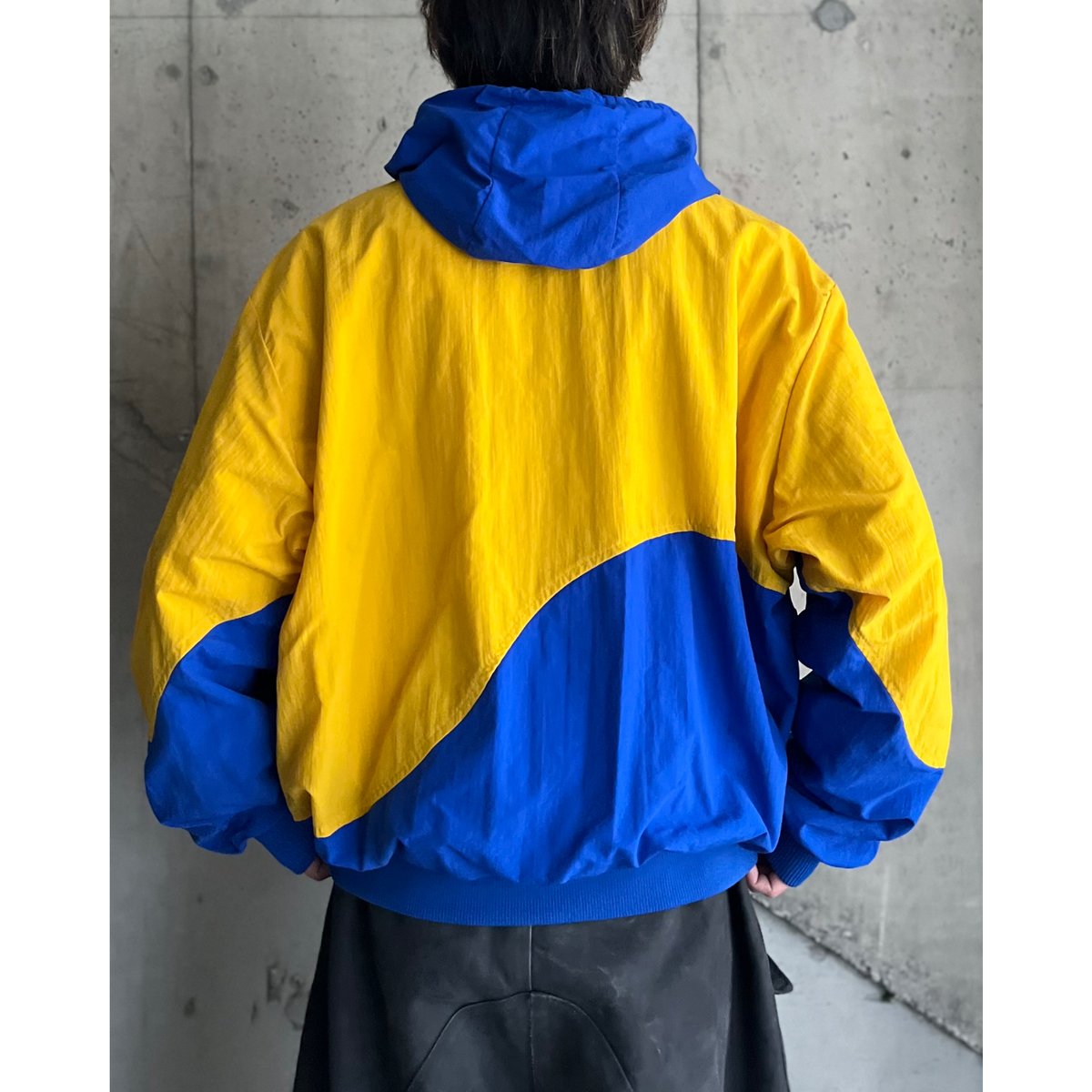 90s switching design half zip nylon jacket