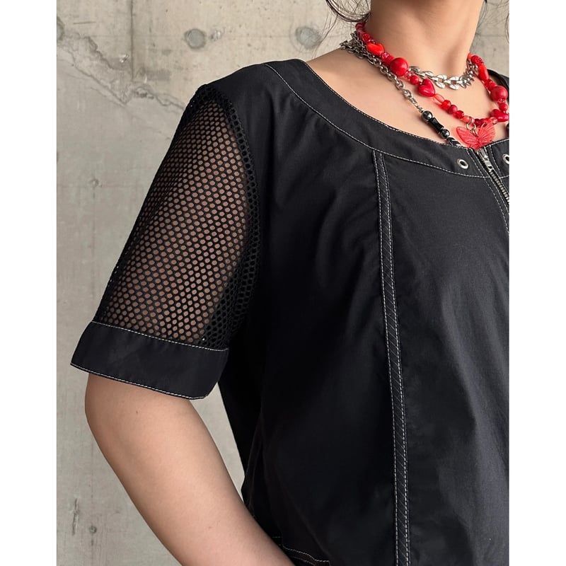 バリエム　XS 00s mesh switching design zip up tops | KINSELL