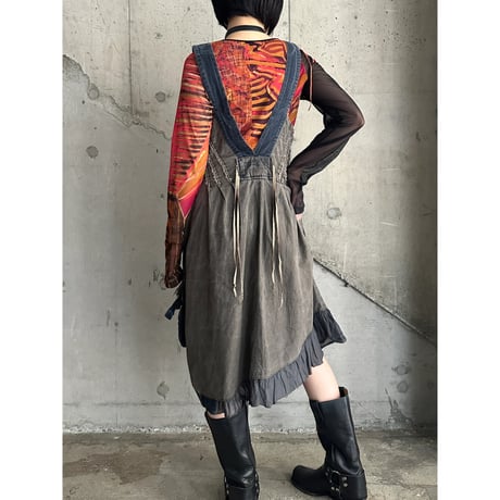 00s unique design denim dress