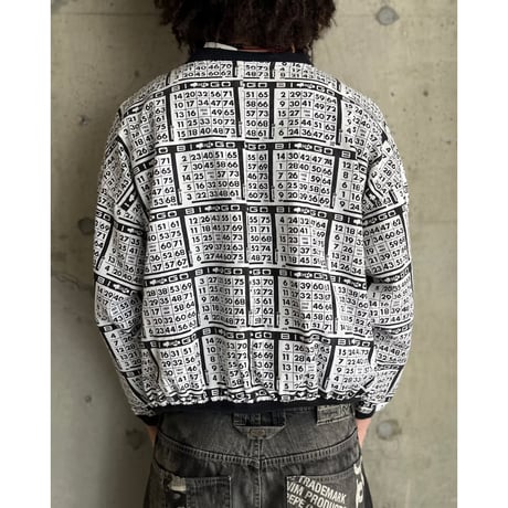 80s BINGO pattern cotton zip up jacket