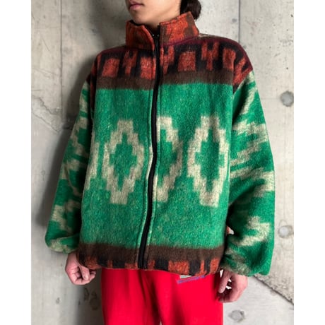 90s ortega pattern zip up jacket