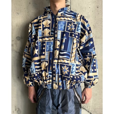 80s marine pattern dolman sleeve jacket