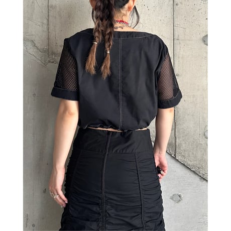 00s mesh switching design zip up tops