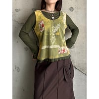 00s flower patterned see-through layered tops