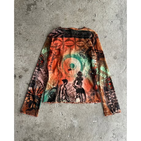 00s lace switching see-through tops