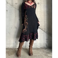 00s flower design knit L/S dress