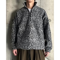 90s~00s leopard pattern fleece half zip pullover