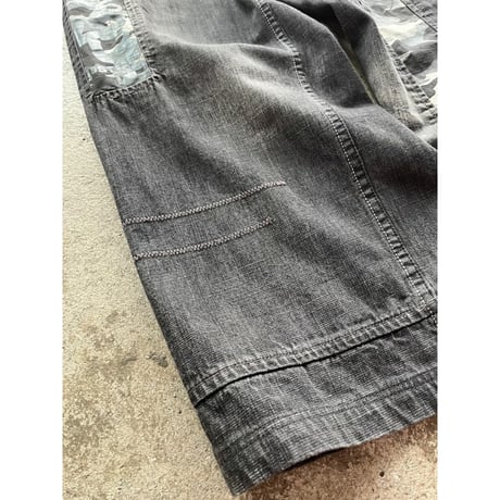 90s "Pepe jeans" camo pattern switching design wide denim pants