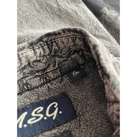 90s chemical wash leaf pattern cotton shirt