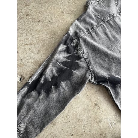 90s chemical wash leaf pattern cotton shirt