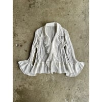00s striped frill see-through shirt
