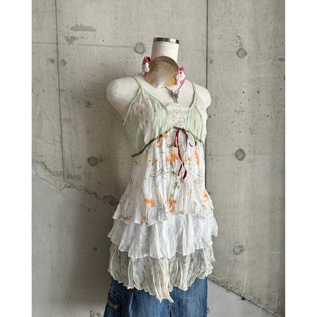 00s tiered frill design sleeveless tops