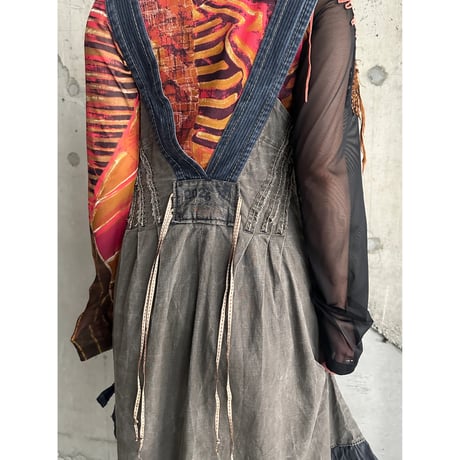 00s unique design denim dress
