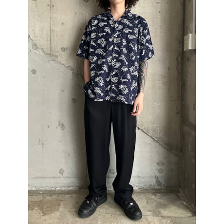 90s "nautica" lobster pattern cotton open collar shirt