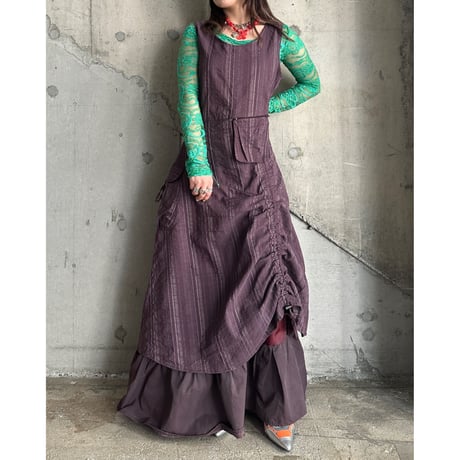 00s layered design long dress