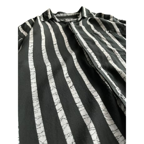 80s "CAFE'" stripe patter rayon shirt