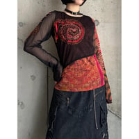 00s embroidery design see-through tops