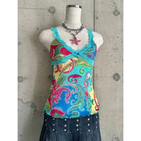 paisley patterned see-through camisole