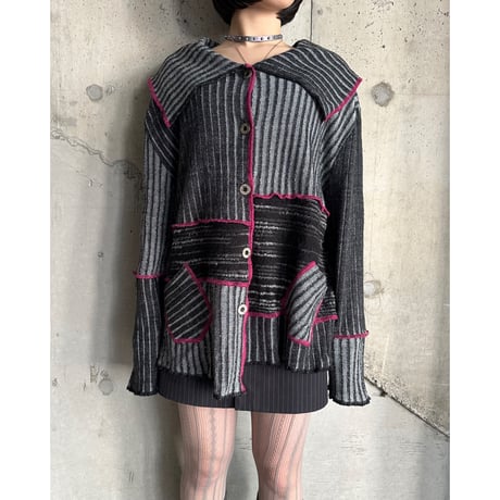 00s switching design knit jacket