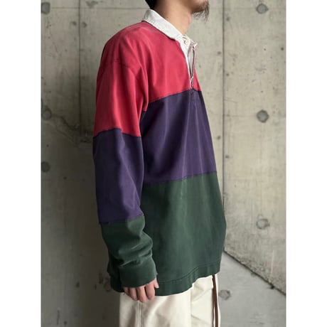 90s "GAP" multi color damaged rugby shirt